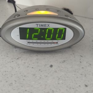 Timex Silver Clock with Green LED Display